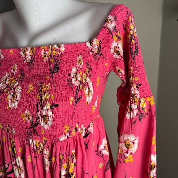 Torrid 00 Women's Pink Floral Off-Shoulder Mini Fit & Flare Dress M/L Summer - Picture 3 of 12